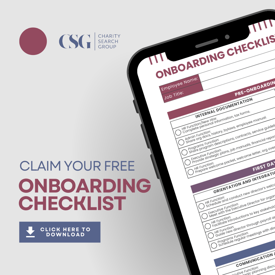 Nonprofit executive onboarding checklist for the first thirty days